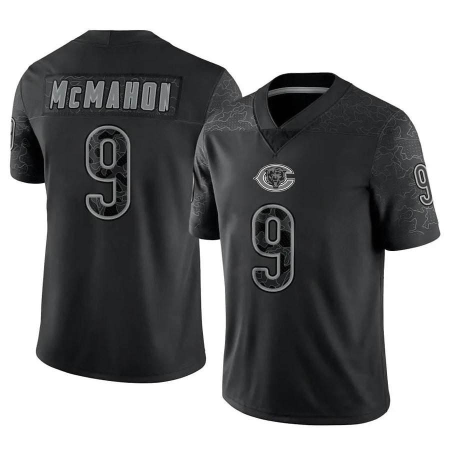 C.Bears #9 Jim McMahon Player Black RFLCTV Limited Football Jerseys