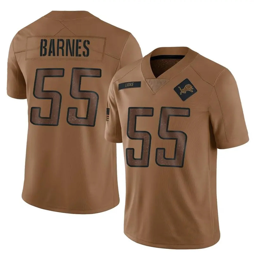 D.Lions #55 Derrick Barnes Player Brown Salute To Service Limited Football Jerseys